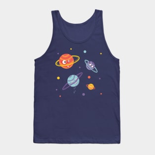 Cute Planets Cartoon Space Tank Top